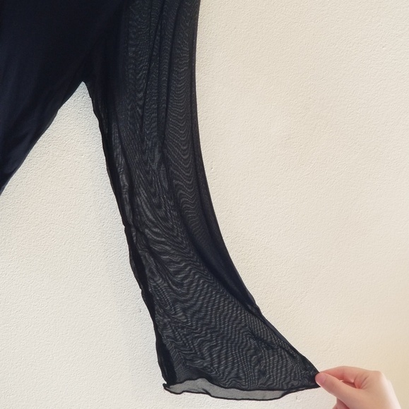 SALAAM black v-neck dress sheer sleeves - Picture 3 of 7